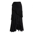 Elegant black maxi skirt with layered diagonal ruffles for a sophisticated silhouette - Single Ruffle Skirt