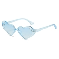 Fashionable heart-shaped sunglasses with light blue translucent frames and matching lenses - Blue Frame / Blue Lens