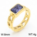 Anello a maglia cubana placcato oro con una grande pietra di zircone viola - Misura 6 (52mm) / Oro Viola