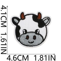 Dettaglio della toppa ricamata a mucca con misure dimensionali precise in centimetri - Mini Testa di Mucca Simpatica (N. 17)