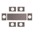 7-piece grey woven PVC placemat set with table runner for modern dining table decor - Coffee Vertical Pattern