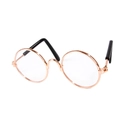Classic round rose gold metal pet sunglasses with transparent lenses for cats and dogs - Rose Gold Clear Lens