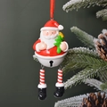 Campanella decorativa Babbo Natale con gambe a righe rosse e bianche per albero di Natale - Babbo Natale di Pino-Campana Bianca-Corpo Intero