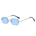 Gafas de sol punk sin montura con lentes octogonales azul claro y montura plateada - Montura de Plata Lente Azul