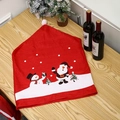 Christmas chair covers featuring Santa and Snowman over a red and white festive background - Pattern Print Chair Cover with Red Border