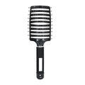 Classic black curved vented hairbrush with boar bristles and non-slip rubber handle - Without Boar Bristle / Black (without Boar Bristle)