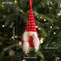 Gnomo de Navidad rojo y blanco para colgar, decoración de peluche en el árbol - Estilo G (Gorro de Punto Patchwork Rojo/Blanco / 17x10cm)