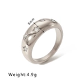 Silver 8mm wide stainless steel band ring with embossed star patterns and modern finish - US 6 / Silver Wide Star Engraved Style (NB-R24118-S)