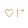Elegant S925 silver hollow heart earrings with pavé set crystals and 18K gold plating - E15414 Hollow Heart Style (Gold)