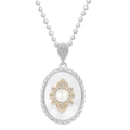 Elegant 925 sterling silver oval necklace with mother of pearl and pearl pendant - 925 Silver / Mother of Pearl Oval Pendant (with 40+5cm chain)