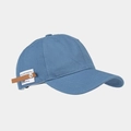 Retro grey-blue baseball cap with curved brim and vintage side leather patch detail - Fog Blue