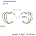 Orecchini a cuore a tre strati in acciaio inossidabile bicolore oro e argento - Stile Cuore Triplo Strato Bicolore (F753-A Misto) / oro bicolore