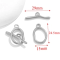 Silver stainless steel OT toggle clasp for jewelry making with 29mm bar size - Style I / Steel