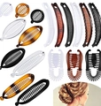Banana hair clip set in black, clear and brown colors for stylish hair styling - Set 19 (Packaged)