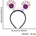 LED Halloween headband with glowing bloodshot eyeballs and purple glitter on springs - Big Eyeball