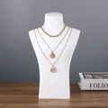 Three-layer gold necklace set featuring Tree of Life and World Map pendants on a model - SZ-09 Model