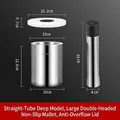 SUS304 stainless steel garlic mortar and pestle set with silicone lid and dual-end masher - Small Straight Deepened