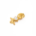 Golden starfish and seashell hair clip set featuring elegant pearl accents - F730N-Gold Starfish Shell Pearl Hair Clip