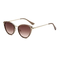 Cat eye sunglasses for women with gold metal frames and brown gradient lenses - Tea Gold Frame with Gradient Tea Lens