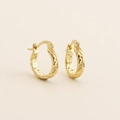 Golden S925 silver hoop earrings with woven texture and micro-set sparkling crystals - 925 Silver / Gold