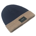 Gorro de punto de invierno azul y caqui con parche CHOOSE ME y diseño bicolor - Azul Marino y Caqui