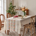 Nappe en dentelle avec broderie de feuilles colorées et bordure florale délicate - 140*100 / Trèfle de Noël