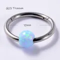 G23 titanium piercing ring with 10mm inner diameter and light blue opal stone - G23 Titanium/1.2x10mm / Light Blue