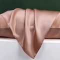 Pink 100% mulberry silk pillowcase with 22 momme weight and glossy satin finish - Coral