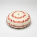 Chic cream wool beret featuring elegant red striped patterns for a trendy winter look - One Size / Orange and White