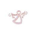 Rose gold angel pendant with zircon inlay and double rings for jewelry making - Rose Gold Angel Shape (L0437-B)
