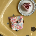Mini borsa portaoggetti a fiori con motivo a tulipani e moschettone viola portatile - Piccolo Motivo a Tulipani in Cotone (44113)