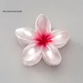 Pink pearl gradient plumeria hair claw clip with large flower design for women - Pearlescent Red [6cm Medium]