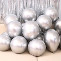 Polished silver metallic latex balloons for elegant birthday and wedding party decorations - 12 Inch 2.8g Metallic Silver 50Pcs