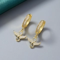 18K gold plated infinity angel wing earrings with shimmering white zircon stones - Perforated / White Rhinestone