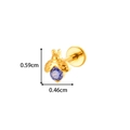 G23 titanium beetle stud earring with purple zircon in gold finish, 0.59cm x 0.46cm size - Gold Beetle Style (T2560-6#Gold)
