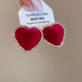 925 silver stud earrings featuring red heart drop with rhinestone border design - 7# Heart Rhinestone Red (925 Silver Pin)