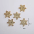 Set of five 8cm golden glitter snowflake ornaments for Christmas DIY and tree decoration - 8cm Gold Snowflakes 5 Pcs/Pack / Gold