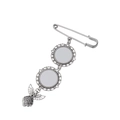 DIY silver alloy memorial brooch with photo frames and delicate angel pendant - Angel Double Round Charms Pin Brooch