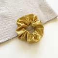 French vintage metallic gold satin scrunchie with soft pleats and glossy finish - Medium / Yellow