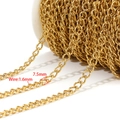 18K gold plated stainless steel DIY curb chain with 1.6mm wire and 7.5mm width texture - Gold (1.6mm Wire 7.5mm Wide Curb Star Chain)