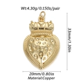 Gold crown heart pendant in copper with clear weight and dimension measurements - Ysn014-07 / 18K Gold