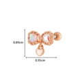 Rose gold bow and heart stud earring with iridescent zircon, measuring 0.95cm in width - Bow Heart Pendant Style (8# Rose Gold)
