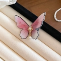 Schmetterling Haarclip mit rosa Farbverlauf, Goldakzenten und weißem Perlenanhänger - 43# Rosa Schmetterling