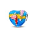 Close-up of heart-shaped charm with starry sky enamel and melting clock pattern - W-PAC1308 Persistence of Memory Oil Painting