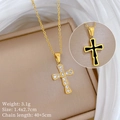 Punk hiphop roestvrijstalen kruis ketting met kristallen hanger voor dames en heren - Goud (P229)