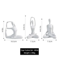 Set di 3 statuine da yoga in ceramica bianca opaca in varie pose di meditazione - Mini Set Yoga 3 Pezzi / Bianco