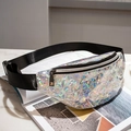 Holographic sequin waist bag for women with colorful laser finish and adjustable strap - Iridescent White