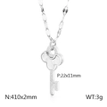 Collar de llave Mickey en acero plateado con incrustación de nácar y cadena tipo O-link - Estilo de Llave de Cabeza de Mickey de Acero (KN117721-K) / Color Acero