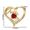 18K gold-plated heart pendant with red zircon and MOM engraving, 21.5x22.5mm size - Mom Letter Ruby Color Pendant (21.5*22.5mm)