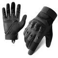 Tactical black full-finger touchscreen gloves with protective hard knuckle shell and grip - M / Z908 / Black